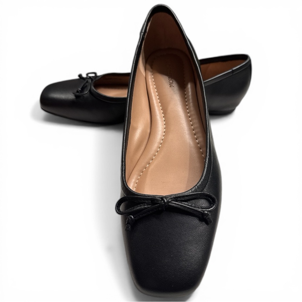 Nordstrom Ashton Black Leather Ballet Flats Size 8 NIB